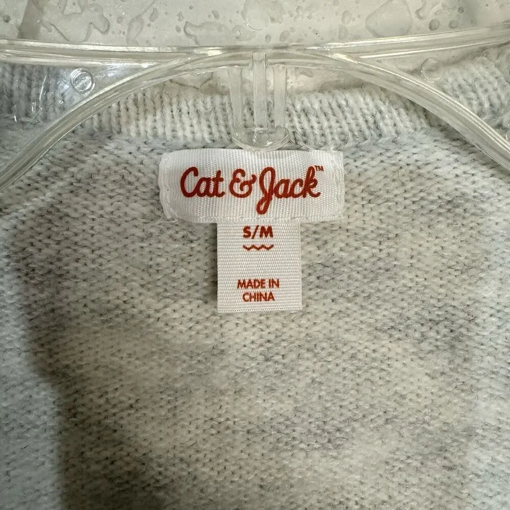 Cat & Jack Girls Kids Cape Poncho Shawl Multicolor Pom‎ Pom Design Gray Size S/M